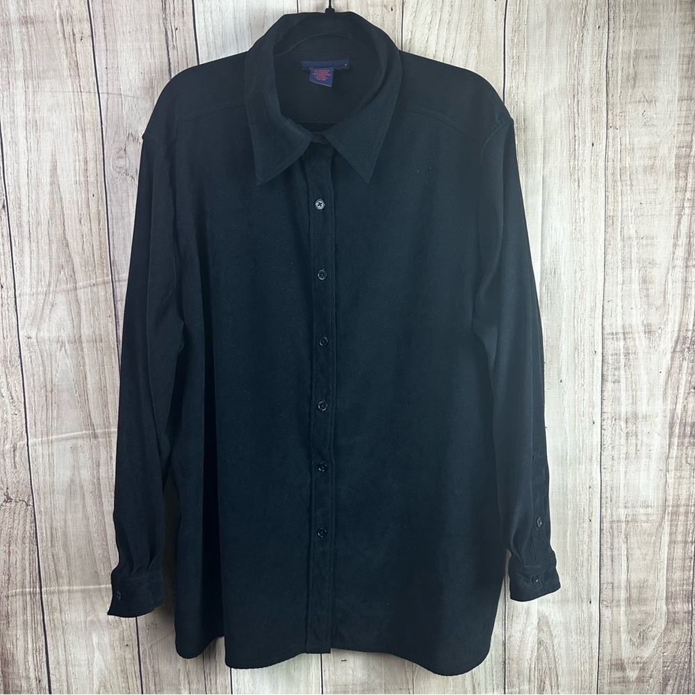Denim&Co Elegant Black Button Down Shirt